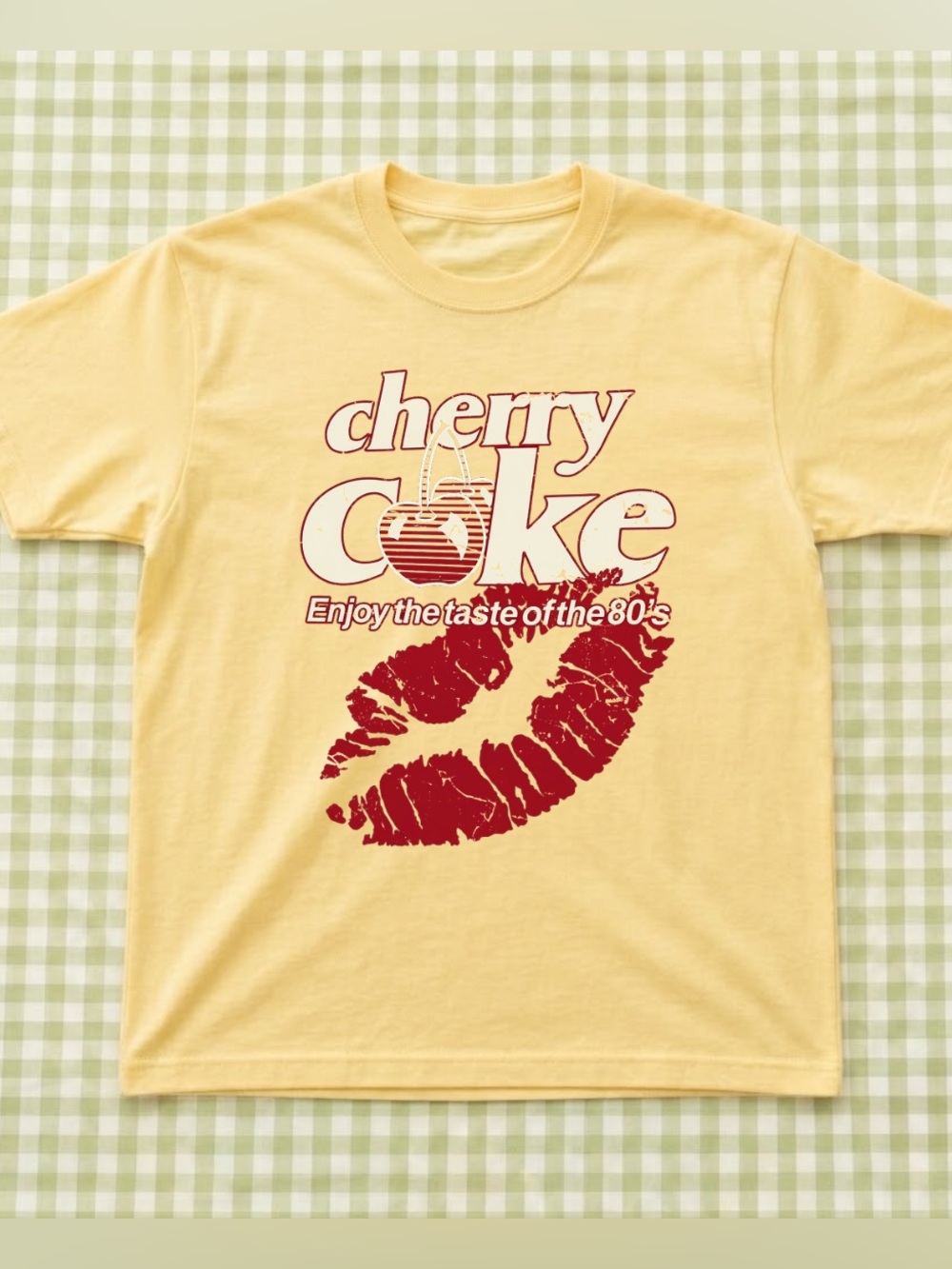 Yellow 'Cherry Coke' Graphic Tee, Vintage and Retro Inspired Outfits